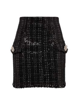 BALMAIN: Твидовая юбка 