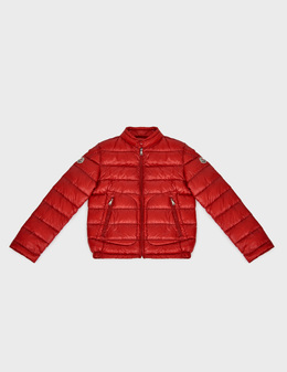 MONCLER: Красный пуховик 