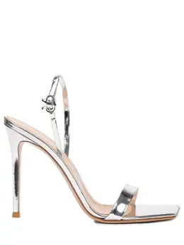 GIANVITO ROSSI: Серебристые босоножки  Ribbon