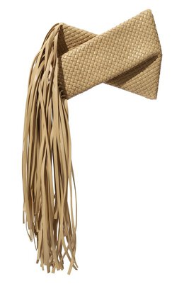 Bottega Veneta: Клатч  BV Fringe Crisscross в полоску