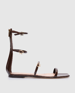Gianvito Rossi: Коричневі сандалі  Ribbon