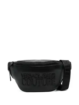 Versace Jeans Couture: Чёрная поясная сумка 