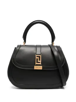 Versace: Чёрная сумка-шоппер  Greca