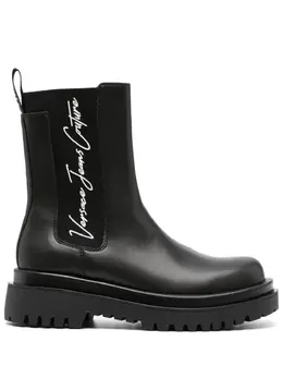 Versace Jeans Couture: Чёрные ботинки 