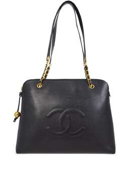 CHANEL Pre-Owned: Чёрная сумка-шоппер 