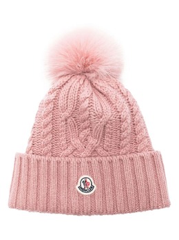 Moncler: Розовая шапка 