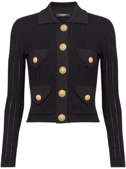 Balmain: Чёрный кардиган 