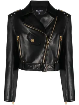 Balmain: Кожаная куртка  Biker