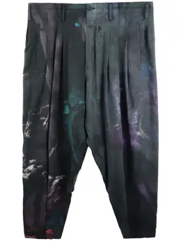 Yohji Yamamoto: Брюки с абстрактным принтом 