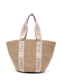 Chloé: Бежевая сумка-шоппер  Woody