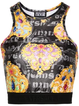 Versace Jeans Couture: Чёрный топ 