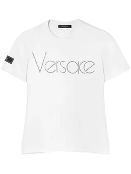 Versace: Футболка со стразами 