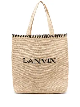 Lanvin: Бежевая сумка-шоппер 