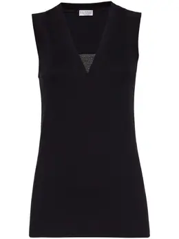 Brunello Cucinelli: Чёрная майка  Monili