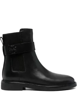 Tory Burch: Чёрные ботинки  Double T