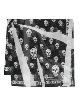 Alexander McQueen: Шарф  Skull с принтом