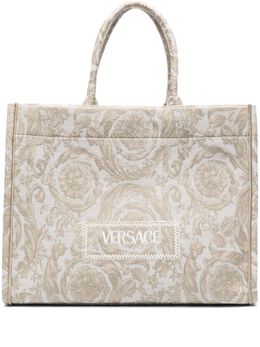 Versace: Бежевая сумка-шоппер  Barocco