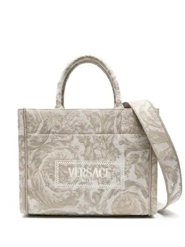 Versace: Бежевая сумка-шоппер  Barocco