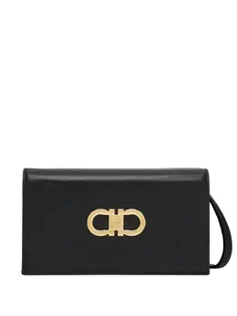 Ferragamo: Чёрная сумка  Double Gancini