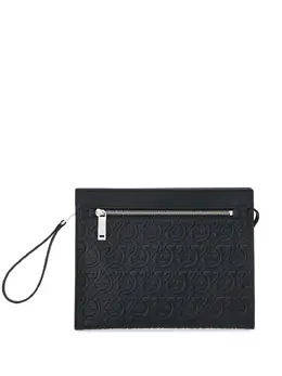 Ferragamo: Чёрный клатч  Gancini