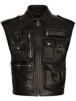 Dolce & Gabbana: Кожаный жилет  Biker