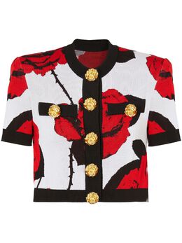 Balmain: Кардиган с растительным принтом 