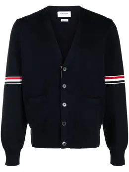 Thom Browne: Синий кардиган  4-Bar