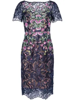 Marchesa Notte: Платье с растительным принтом 