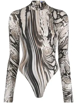 Mugler: Боди с принтом 