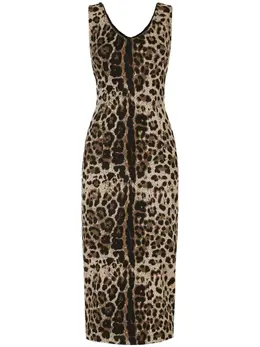 Dolce & Gabbana: Платье с леопардовым принтом 