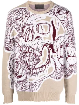 Philipp Plein: Бежевый свитшот  Skull