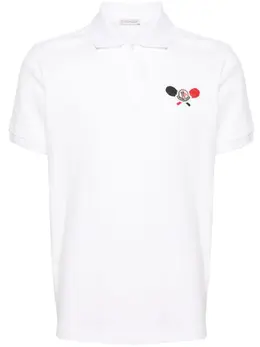 Moncler: Белое поло 