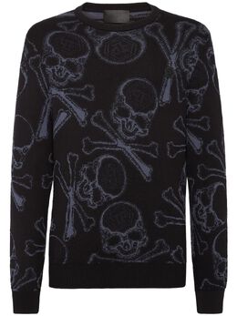 Philipp Plein: Жаккардовый свитер  Skull