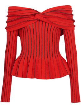 Balmain: Топ с открытыми плечами 