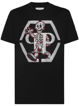 Philipp Plein: Хлопковая футболка  Skeleton