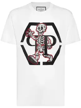 Philipp Plein: Хлопковая футболка  Skeleton