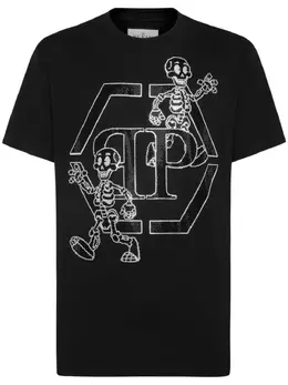 Philipp Plein: Хлопковая футболка  Skeleton