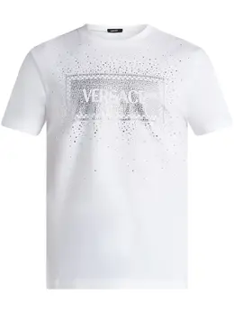 Versace: Футболка со стразами 