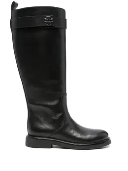 Tory Burch: Чёрные сапоги  Double T