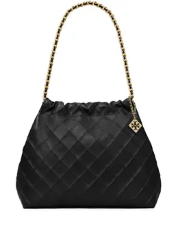 Tory Burch: Чёрная сумка-шоппер  Fleming