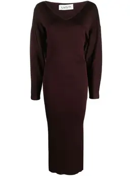 Lanvin: Платье с v-образным вырезом 