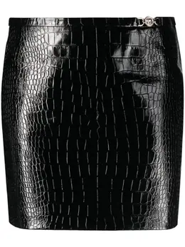 Versace: Кожаная юбка 
