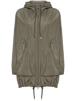 Moncler: Зелёный пуховик 