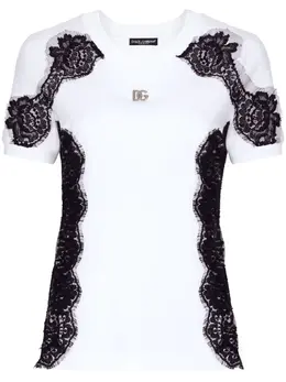 Dolce & Gabbana: Кружевная футболка  T