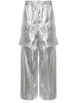 MM6 Maison Margiela: Серебристые брюки 