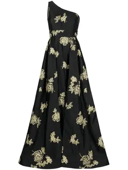 Marchesa Notte: Платье с растительным принтом 