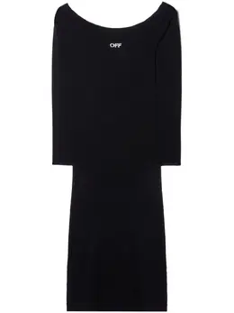 Off-White: Платье с открытыми плечами 