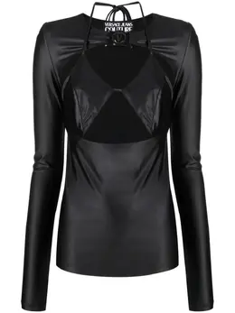Versace Jeans Couture: Чёрный топ 