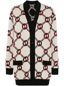 Gucci: Чёрный кардиган  Interlocking G