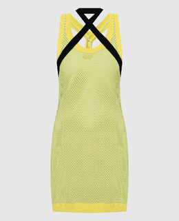 Off-White: Зелёное платье 